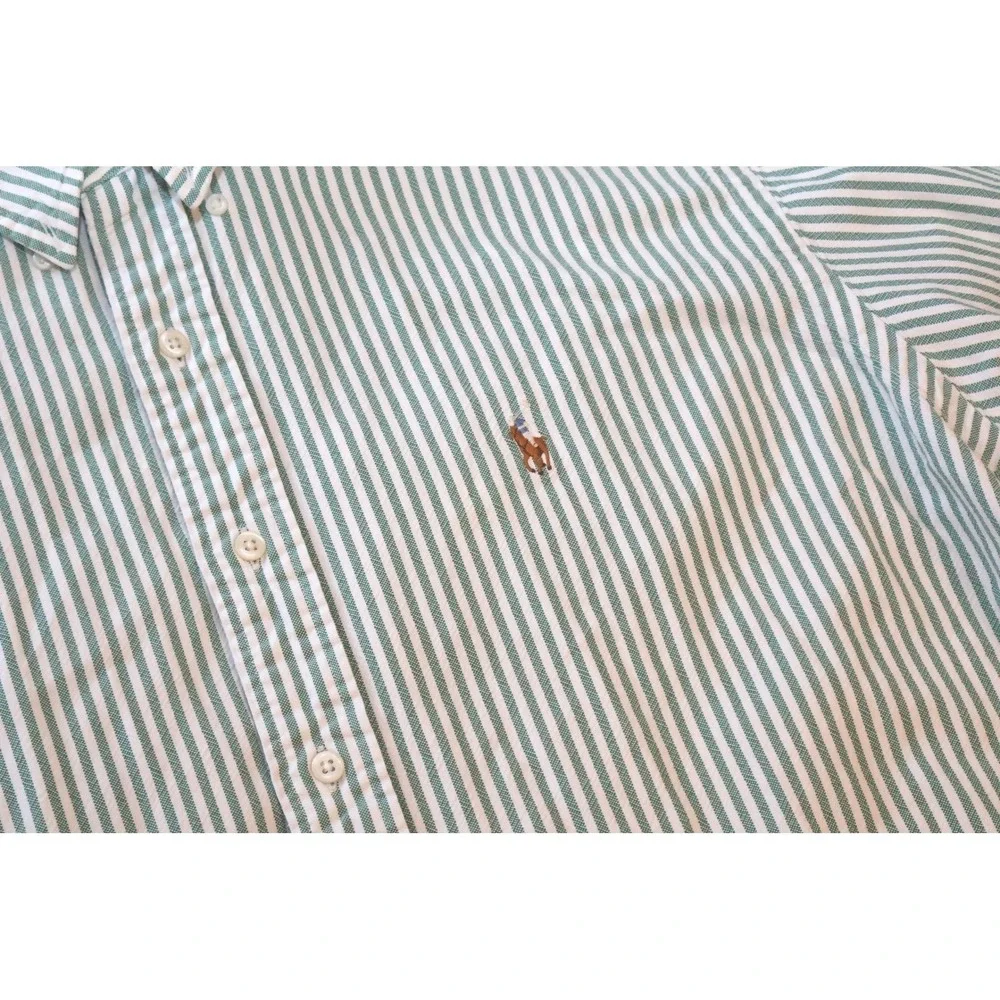 Polo Ralph Lauren Classic Fit Green White Striped Oxford Shirt Men XXL
